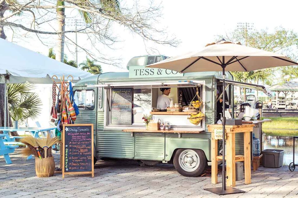 The adorable, little, green, 1975 Citroën that was completely restored to serve as Farm Stand’s food truck.