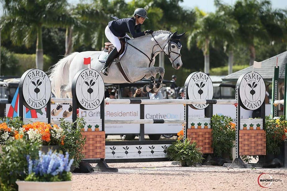 The Farm Stand jump at the Palm Beach International Equestrian Center, Wellington FL. Photo by Sportfot of Joanna Wolffer competing at Winter Equestrian Festival Week 2 (photo courtesy of Farm Stand).