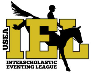 Interscholastic Eventing League logo is yellow lettering with a horse jumping through the E of EIL.