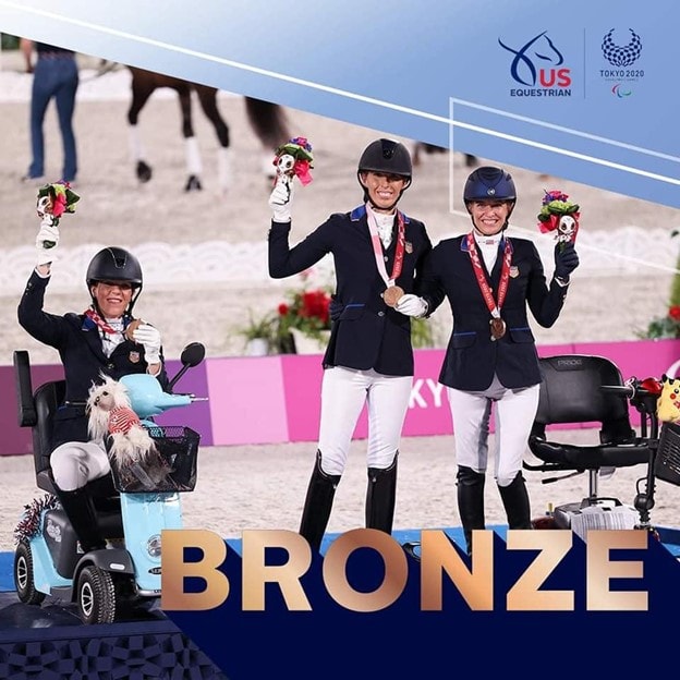 Para Dressage Team USA standing on the podium at the Tokyo 2020 Paralympic Games.